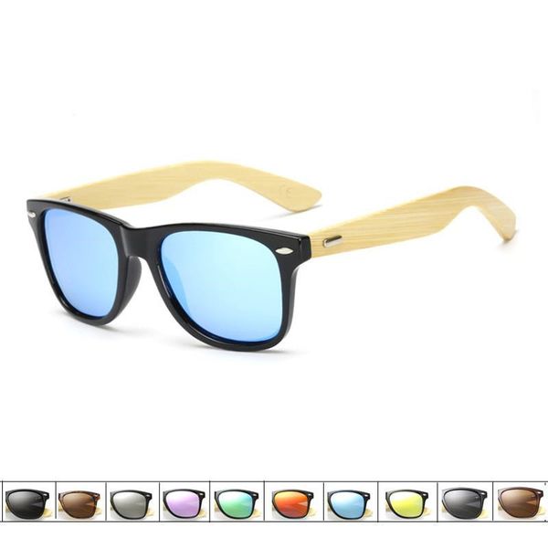 

bamboo wood sunglass fashion mens women vintage sunglasses full frame radiation protection summer outdoor sunglasses 17 colors gift, Blue