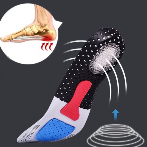 

thickening absorption basketball football shoes pads silicone soft insole for sport shoes pad, Black