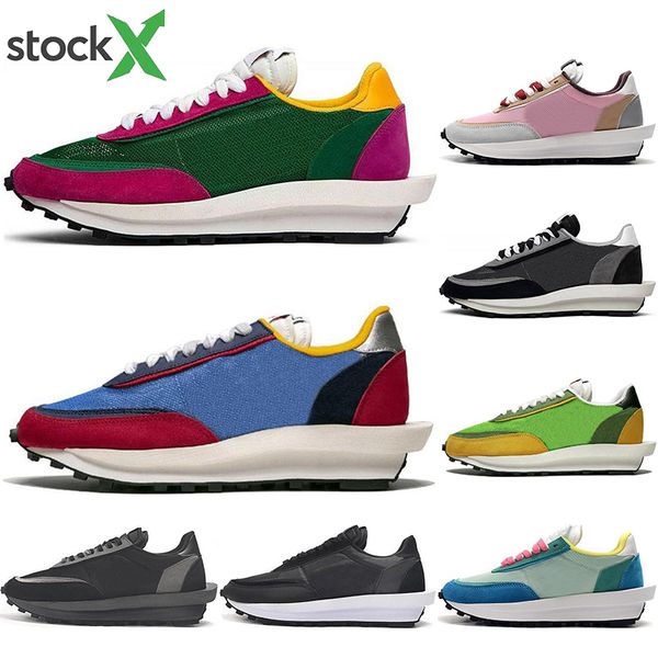 

с бесплатными носками горячая роскошь sacai ldv вафля мужчины женщины кроссовки белый нейлон gusto varsity синий зеленый gusto спорт на откр