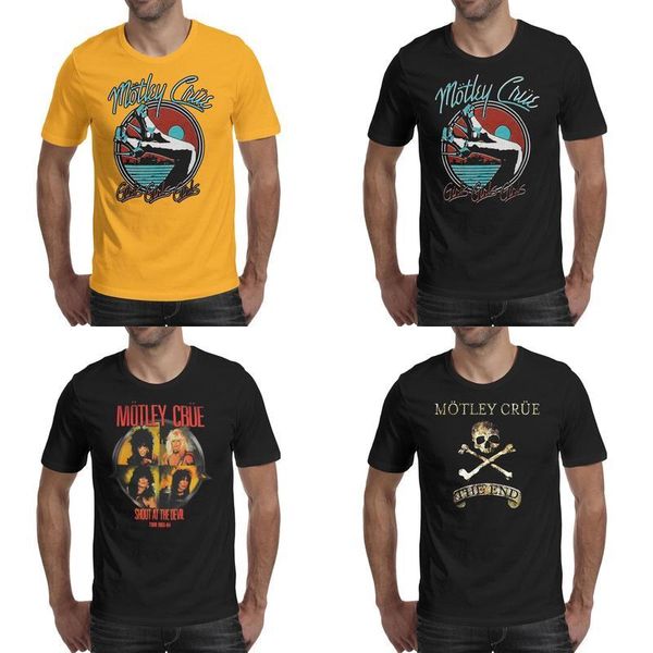 

fashion mens printing motley crue shout at the devil 1983 84 tour t shirt black funny superhero shirts cartoon the end crossbones band, White;black