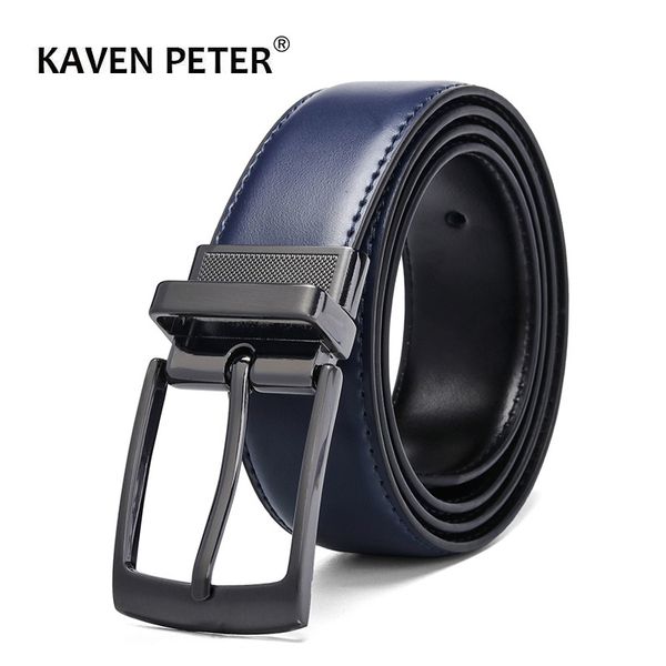 

luxury fashion male reversible leather belt men business trouser belt genuine men leather belts for jeans blue dark brown black t200615, Black;brown