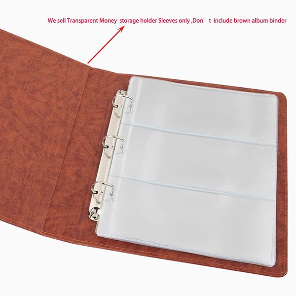 

10pcs money banknote paper money album page collecting holder sleeves 3-slot loose leaf sheet album protection new arrive