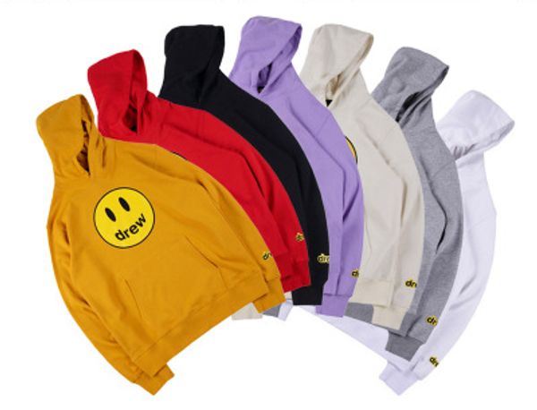 

mens fashion designer black hoodies smile face print loose male pullover sweatshirts drew print casual clothing