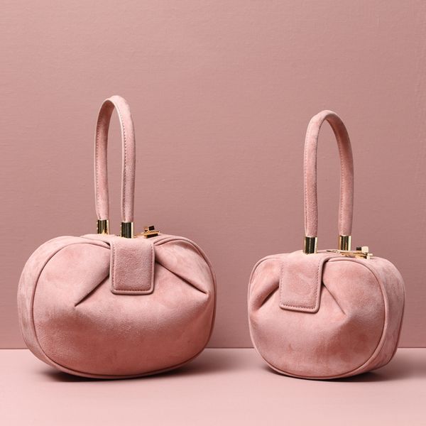 

2019 new european and american style genuine leather women's bag pure color sheepskin retro wonton handbag
