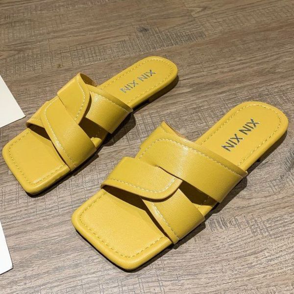 

open toe flat slippers for women casual leather indoor outdoor slides comfort soft sole beach flip flops shoes for women, Black