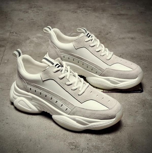 

spring 2020 new casual shoes fashion trend sports white shoes korean version of wild increase casual dad shoes men, Red;white