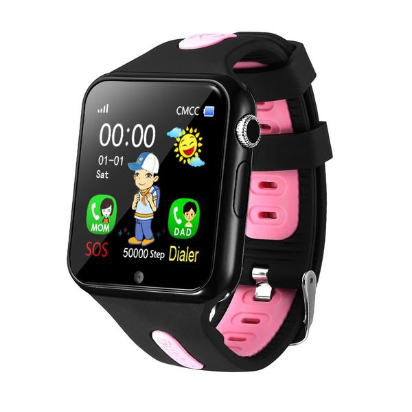 

new v5+ touch screen children smart watch waterproof p call kids smart multi-function positioning bracelet clock kids gift, Blue