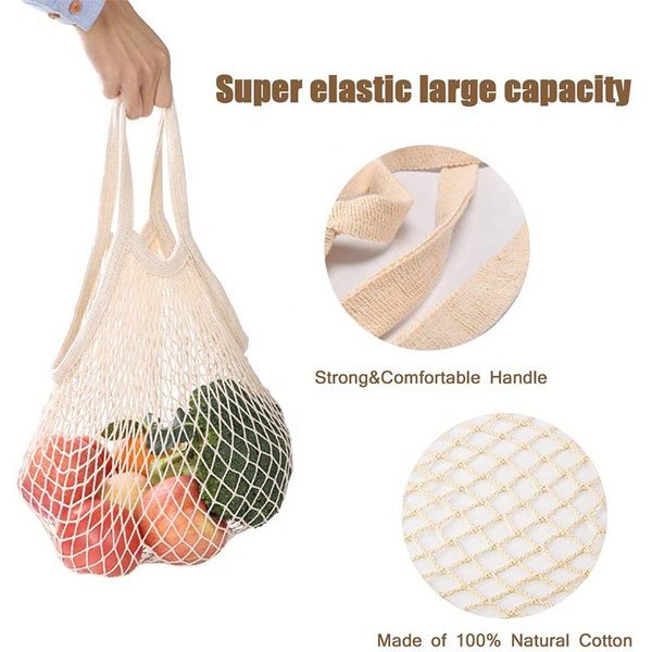 

1pcs large cotton totes shopping bags foldable mesh net string shopping bag reusable bags fruit storage handbag