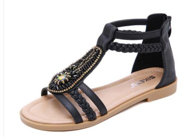 

2019 women's sandals in summer with new style flat bottom @165, Black