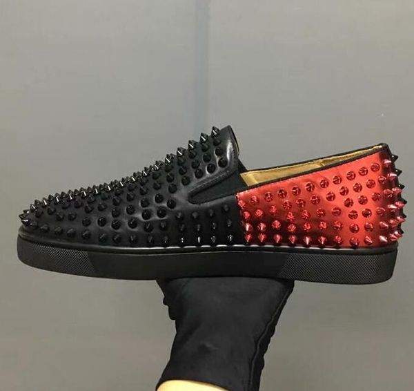 

новый низкий мужской белый натуральная кожа черный с шипами красный нижняя обувь для мужчин и женщин партия дизайнер кроссовки известный бре, Black