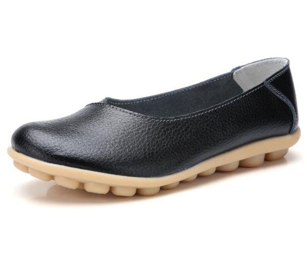 

women shoes leather flats wild breathable women's casual shoes 1355, Black