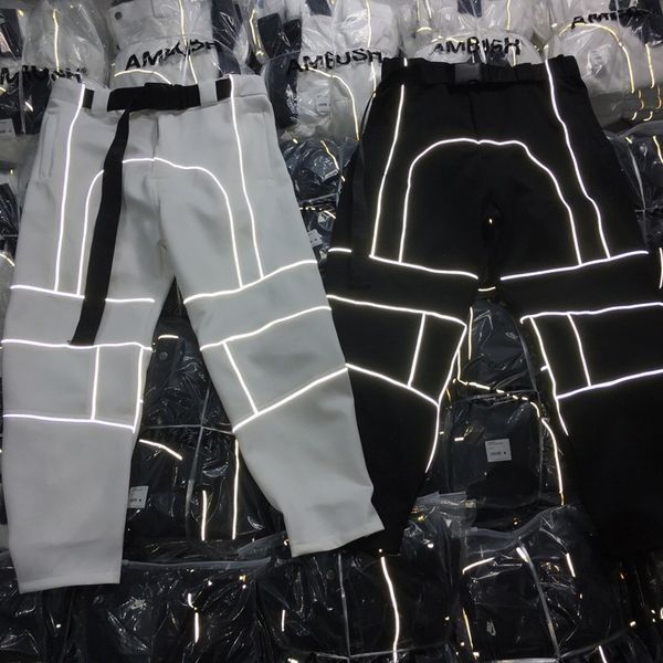 

горячий 19SS Ambush 3M светоотражающие нашивки Sweatpants Hip Hop Street Fashion Тренировочные брюки V