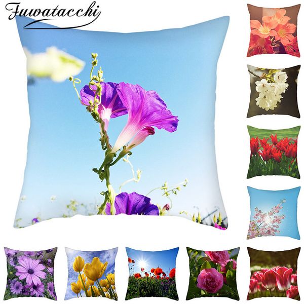 

fuwatacchi plant cushion covers yellow sunflower pillow cases cotton for bedroom sofa and chair decorative pillow covers 45*45
