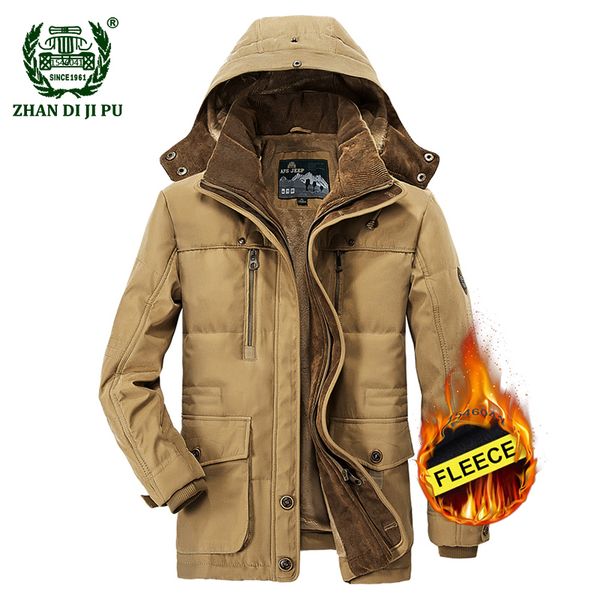 

2018 men's winter thicken warm hooded casual brand army green jacket coat man cotton afs khaki fleece thick jacket coats, Black;brown