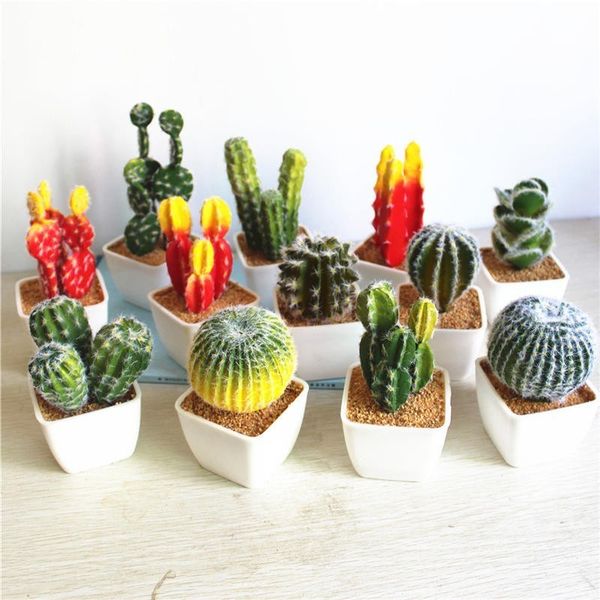 

1 pcs artificial cactus potted pu plant with foam vase simulation tropical plants wedding decoration for home office table decor