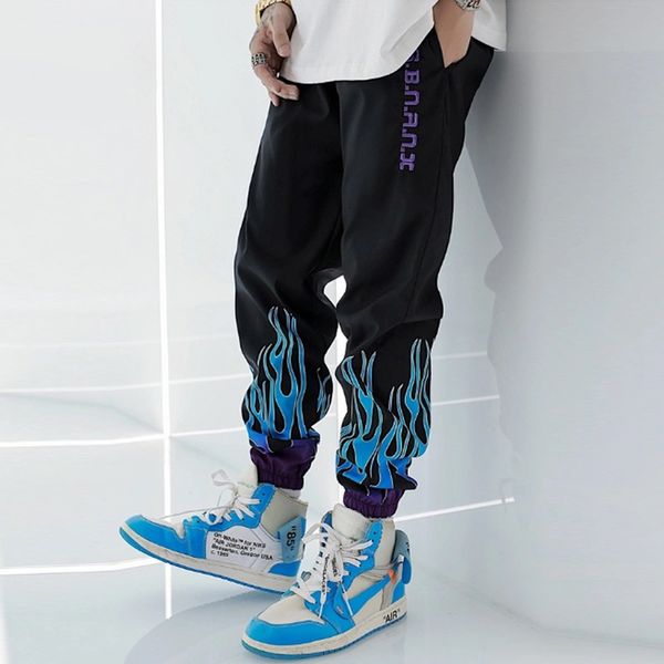

лето streetwear комбинезоны sweatpants мужчин корейский harajuku штаны эластичный пояс штанах мужчины hip hop pantalones брюк, Black
