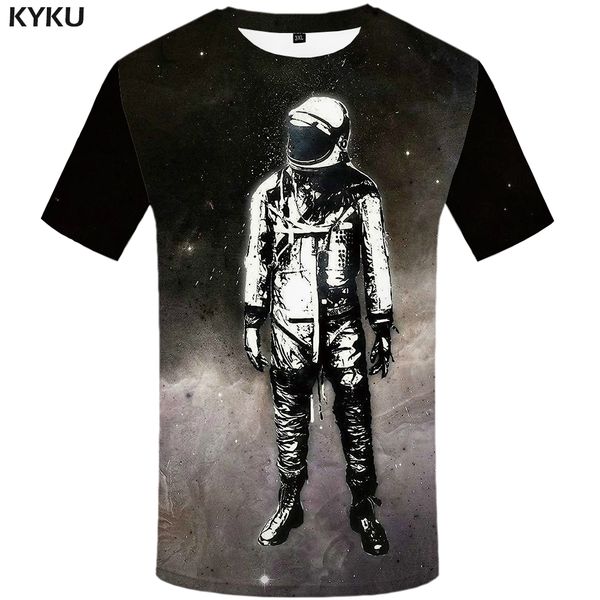 

funny t shirts astronaut t shirt men space galaxy tshirts casual retro t-shirts 3d gothic shirt print black and white anime clot, White;black