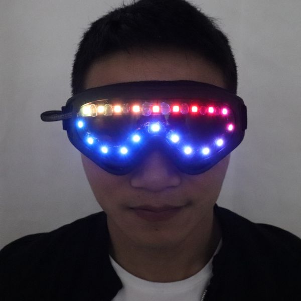 Vollfarbige Smart-Pixel-LED-Brille, leuchtende Party-Sonnenbrille, ferngesteuerte Farbwechselbrille mit integrierten 200 Effekten