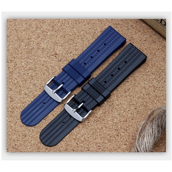

silicone watch with canned black / blue 20 22mm watch band strap, Black;brown