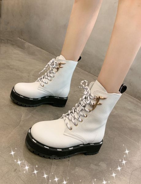 

new style luxury women's shoes martin boots australian fashion design brand height to the calf ultra wide sole three platforms jdte, Black