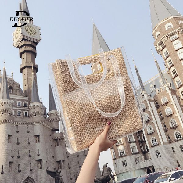 

2020 women handbag pvc lady pearl shoulder bags composite bag elegant shoulder bag female casual tote bags sac a main