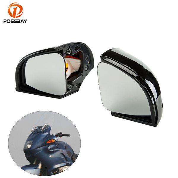 

possbay 2x motorcycle rearview side mirrors amber lens turn signal gloss black motorbike mirror for r1100 r1150 rt r1100 rtp