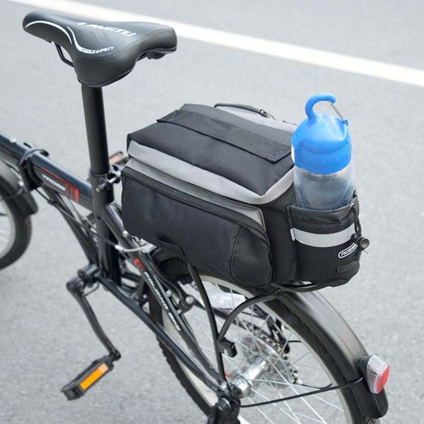 

6l bike bag multifunctional mtb bike road bicycle rear rack tail seat pannier waterproof shoulder bag with double zipper head
