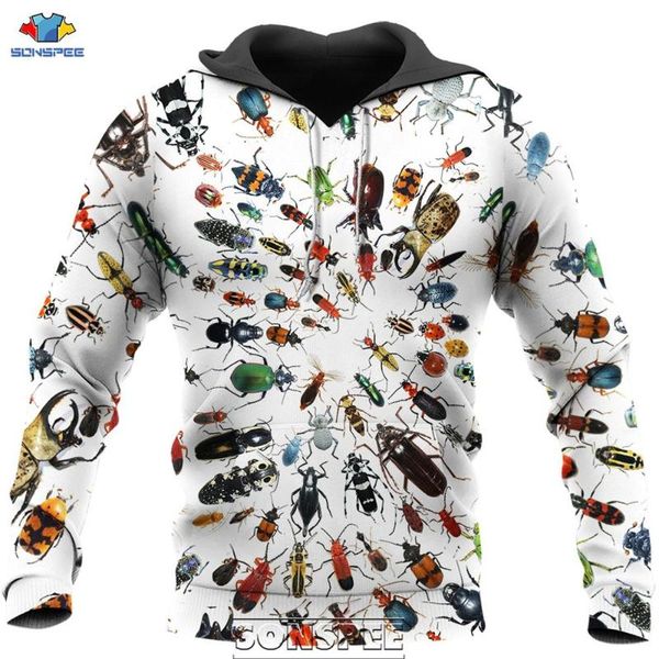 

sonspee 3d print insects men's hoodie casual fashion men women long sleeve coat cartoon funny animal pullover sweatshirt, Black