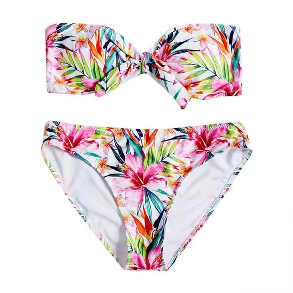

summer micro bikini women two-piece swimsuit floral print tube tie high waist bikini push up swimwear beach swim suit #25