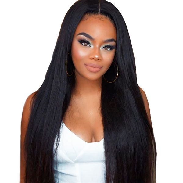 

straight full lace wigs brazilian wig remy pre plucked lace front human hair wigs for women, Black;brown
