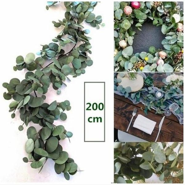 

200cm artificial eucalyptus garland greenery hanging rattan wedding decoration home garden table centerpieces party l cafe