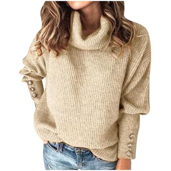 

women's sweaters button sweater women turtleneck pullover long sleeve loose knitted winter harajuku col roul femme jersey mujer, White;black