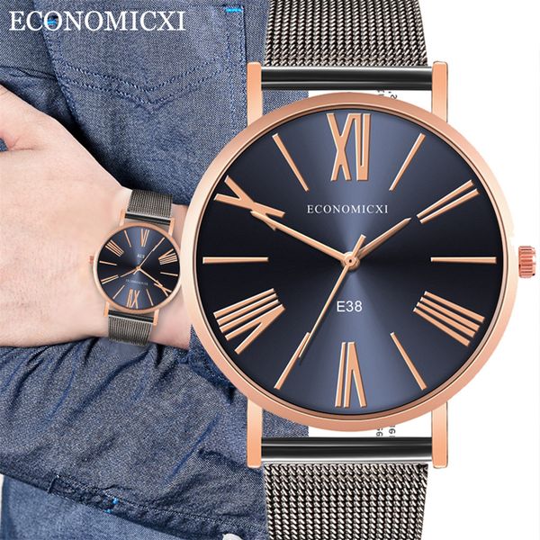 

gofuly men watch men's quartz wristwatches casual and business series mesh belt watch gifts wrist male mesh strap casual, Slivery;brown