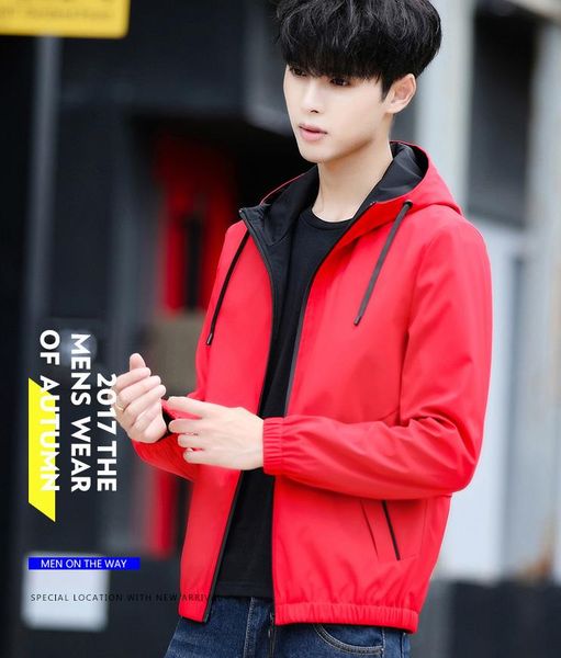 

jacket for men autumn designer thin mens hooded slim jacket youth stylish jackets 4 color long sleeve clothing, Black;brown