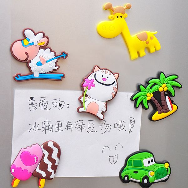 

korean-style creative cute cartoon animal soft silicone fridge magnet magnetic stickers blackboard ci tie tie magnet stickers tile february
