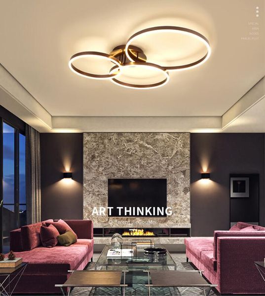 

creative round circle rings ceiling lights for living room lustre bedroom home ac illumination modern led lamp fixtures