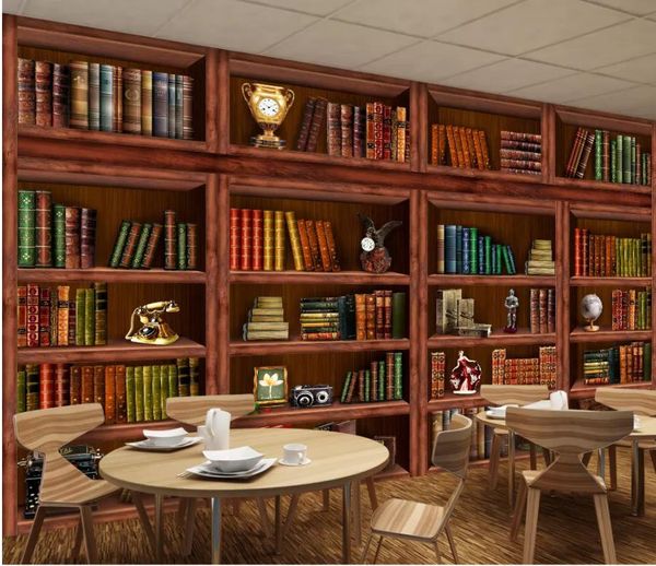 

window mural wallpaper living room bookcase bookcase 3d background wall painting