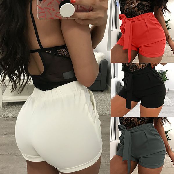 

2019 shorts women feminino shorts solid high waist short pants push up hip casual beach spodenki damskie, White;black
