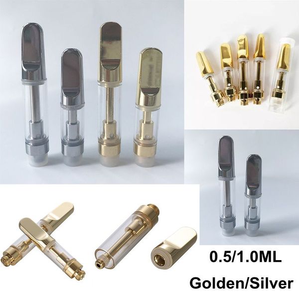 

Golden Silver TH205 Пустой Vape Pen Картриджи 0.5ml 1мл густое масло Воск Испаритель Телеги Форсунка E Сигареты 510 Картридж Thread