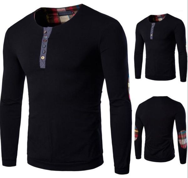 

sweaters warm multicolor buttons mens fashion sweaters casual pullover crew neck males clothing panelled mens designer, White;black