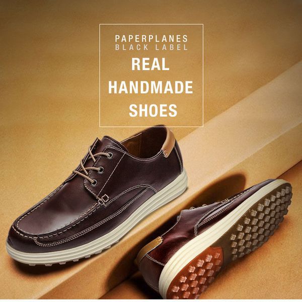 

paperplanes high handmade leather men's comfort shoes sneakers - pp2002