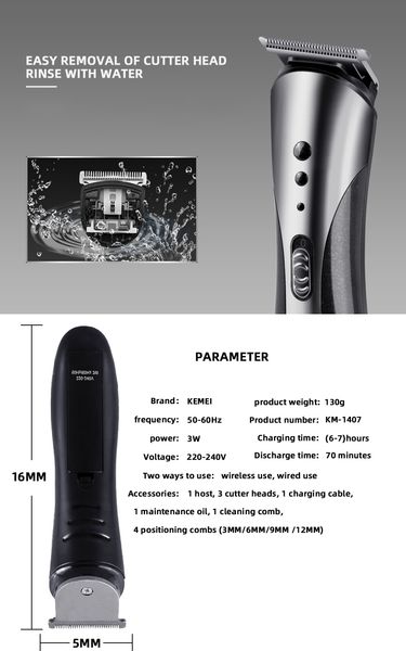 

kemei 1407 professional multifunction 3 in 1 hair clipper mini hair clippers cordless sqtrimmer fqlsw