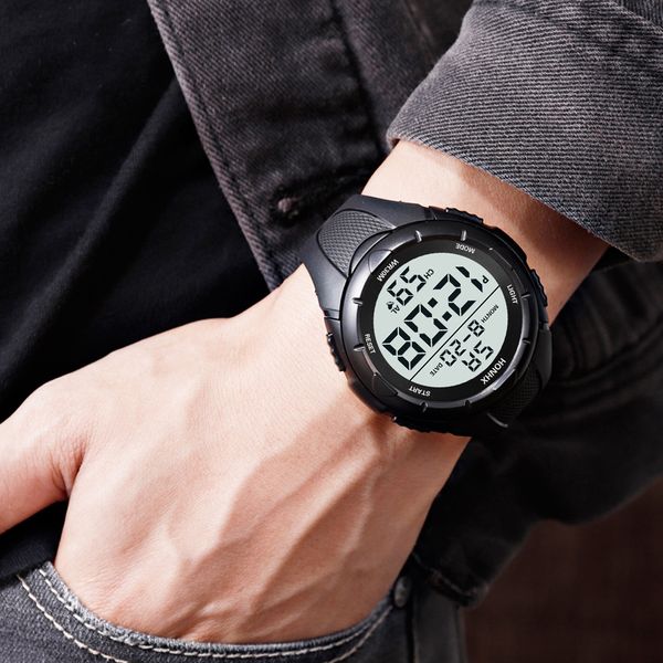 

fashion luxury mens watches led digital display watch date outdoor sports electronic watch clock relogio masculino, Slivery;brown