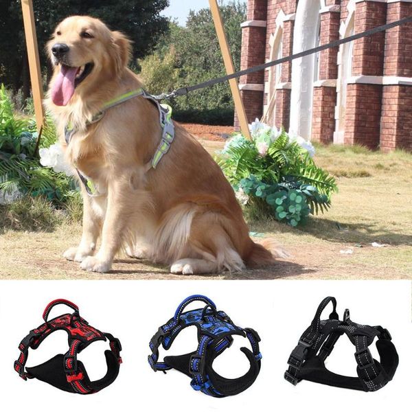 

pet dog puppy reflective adjustable safety control nylon mesh soft harness vest