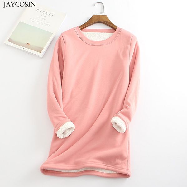 

jaycosin winter plus velvet long sleeve shirt women warm thick blouse vintage streetwear camiseta feminina slim ladies, White