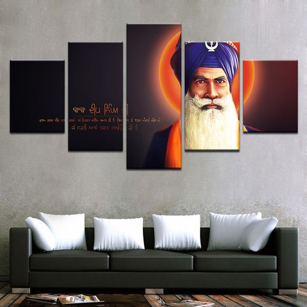 

home decor hd prints poster modern pictures 5 pieces india guru nanak canvas painting frameless living room abstract wall art