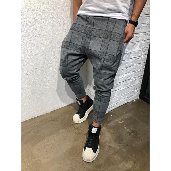 

trousers pants zogaa wear casual street plaid hip men jogger pants men sweatpants japanese hop ankle-length 2021 new phdrd, Black