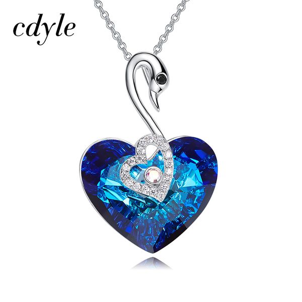 

cdyle embellished with crystal pendant heart shaped trendy blue engagement fashion jewelry female new, Silver