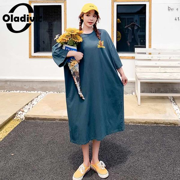 

oladivi oversized plus size women cotton shirt dress lady fashion print casual loose long tunic big long dresses tee 9xl 8xl, Black;gray