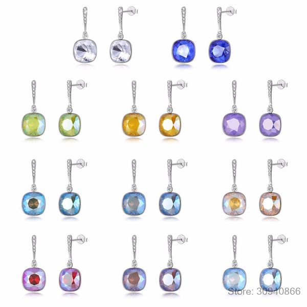 

lekani crystals from cat pearl drop earrings 925 women's earrings jewelry elegant chic simple brincos 11 colors gift, Golden;silver